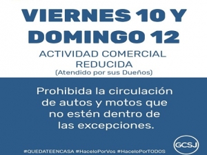 Viernes 10 y Domingo 12: Actividad comercial reducida y corte de pasto