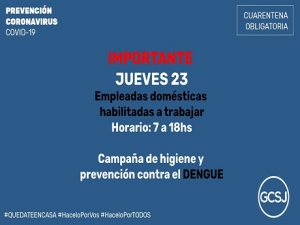 Jueves 23: Habilitación para trabajar a empleadas domésticas 