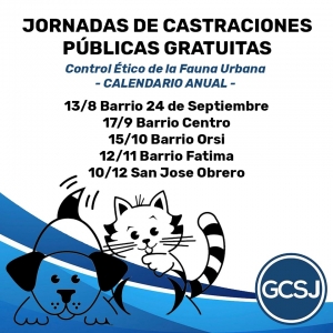 CALENDARIO ANUAL DE CASTRACIONES PÚBLICAS Y GRATUITAS