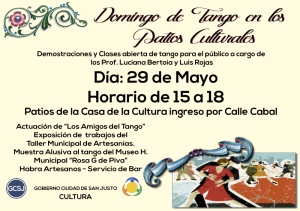 EL GOBIERNO DE LA CIUDAD DE SAN JUSTO TE INVITA A UN “DOMINGO DE TANGOS”.