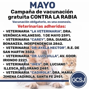 CAMPAÑA DE VACUNACIÓN GRATUITA CONTRA LA RABIA