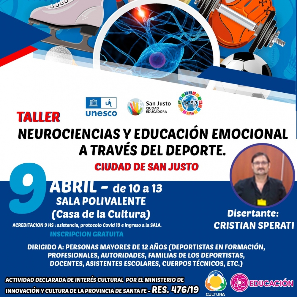  TALLER: NEUROCIENCIAS Y EDUCACIÓN EMOCIONAL A TRAVÉS DEL DEPORTE. CIUDAD DE SAN JUSTO.