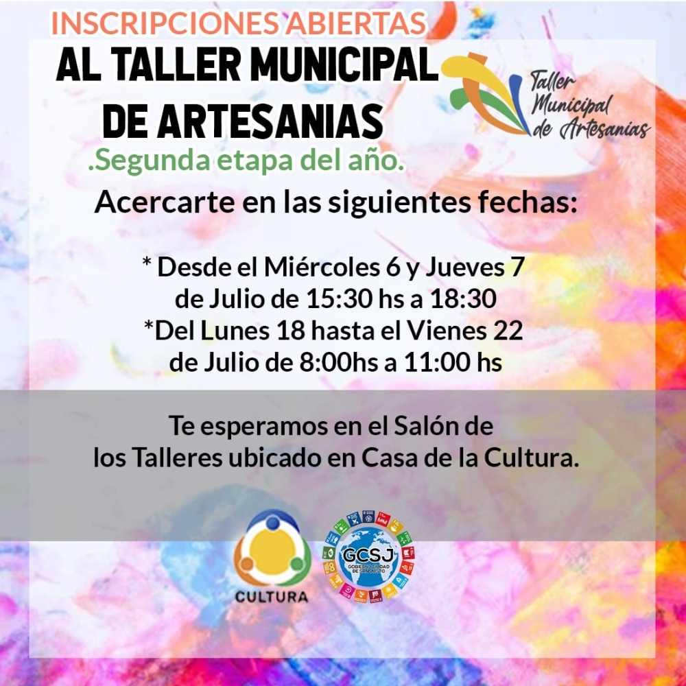 INSCRIPCIONES ABIERTAS AL TALLER MUNICIPAL DE ARTESANÍAS.