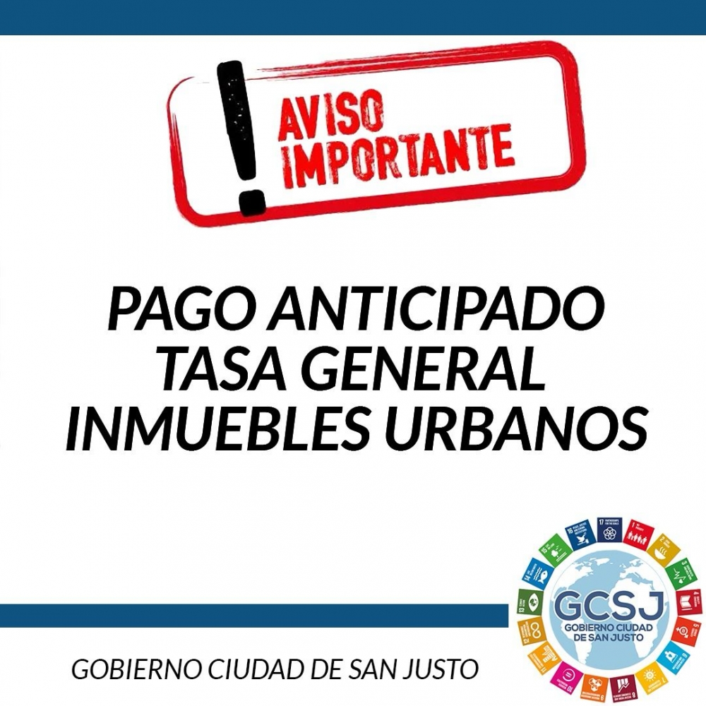 PAGO ANTICIPADO TASA GENERAL INMUEBLES URBANOS.