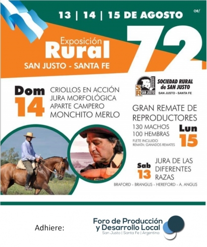 EL GOBIERNO DE LA CIUDAD DE SAN JUSTO JUNTO A LA 72º EXPOSICION RURAL.