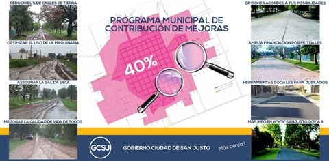 EL GOBIERNO DE LA CIUDAD DE SAN JUSTO LANZA EL “PROGRAMA MUNICIPAL DE CONTRIBUCIÓN DE MEJORAS”.