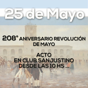 PROGRAMA DE ACTOS: 208º ANIVERSARIO REVOLUCIÓN DE MAYO.