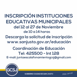 INSCRIPCIÓN INSTITUCIONES EDUCATIVAS MUNICIPALES